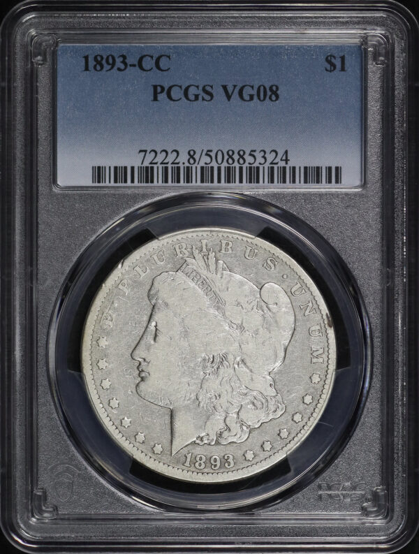 Obverse of this 1893-CC Morgan Dollar PCGS VG-08