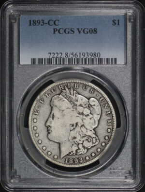 Obverse of this 1893-CC Morgan Dollar PCGS VG-08
