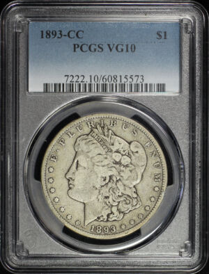 Obverse of this 1893-CC Morgan Dollar PCGS VG-10