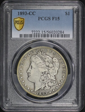 Obverse of this 1893-CC Morgan Dollar PCGS F-15