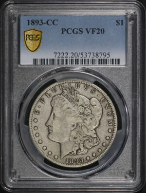Obverse of this 1893-CC Morgan Dollar PCGS VF-20