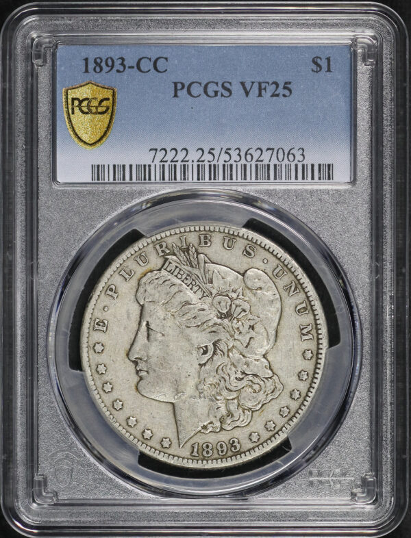 Obverse of this 1893-CC Morgan Dollar PCGS VF-25