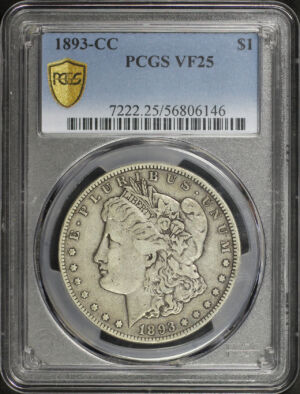 Obverse of this 1893-CC Morgan Dollar PCGS VF-25