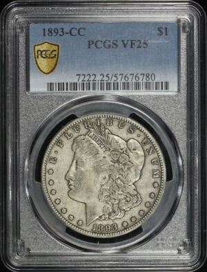 Obverse of this 1893-CC Morgan Dollar PCGS VF-25