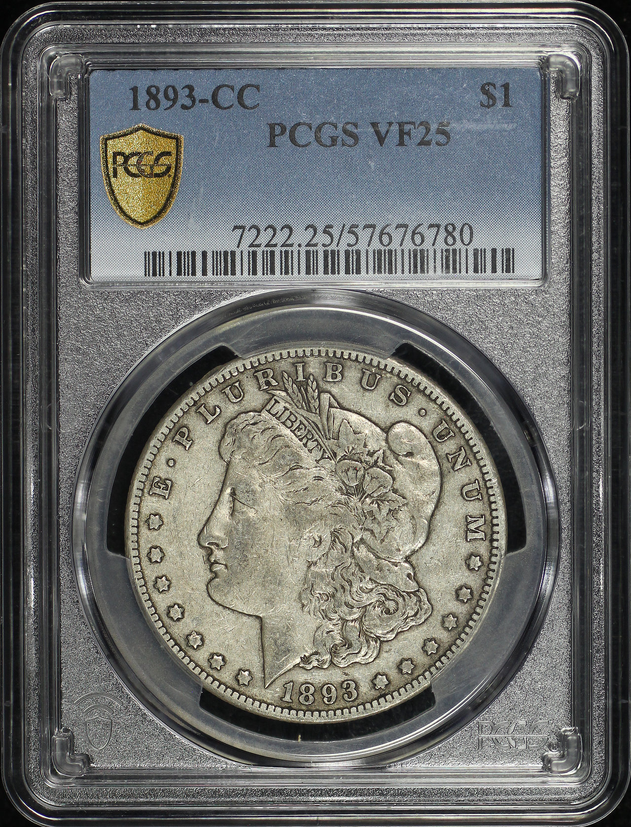 Obverse of this 1893-CC Morgan Dollar PCGS VF-25