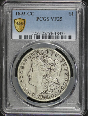 Obverse of this 1893-CC Morgan Dollar PCGS VF-25