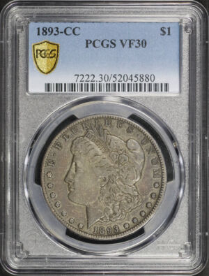 Obverse of this 1893-CC Morgan Dollar PCGS VF-30