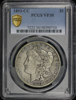 Obverse of this 1893-CC Morgan Dollar PCGS VF-30