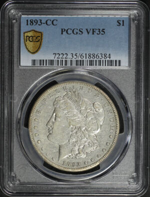 Obverse of this 1893-CC Morgan Dollar PCGS VF-35