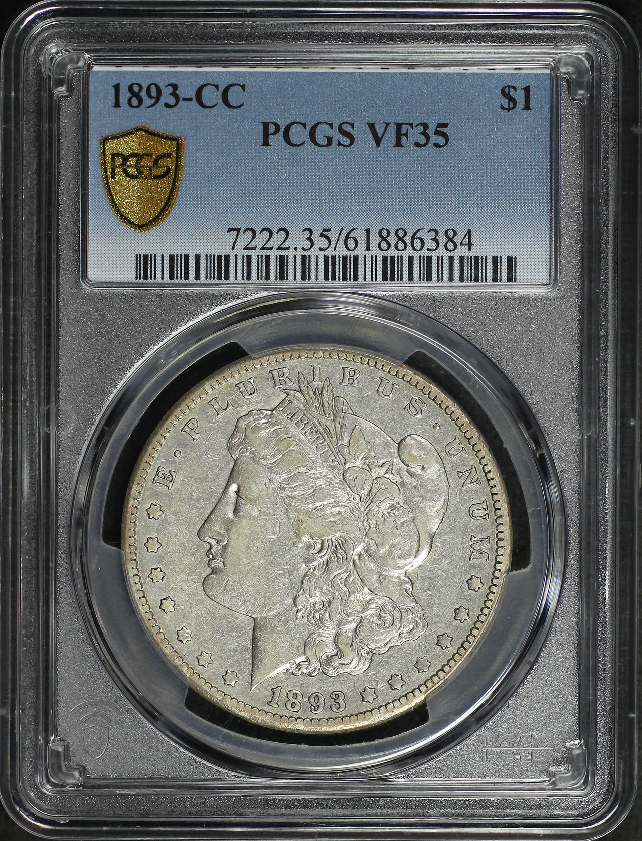 Obverse of this 1893-CC Morgan Dollar PCGS VF-35