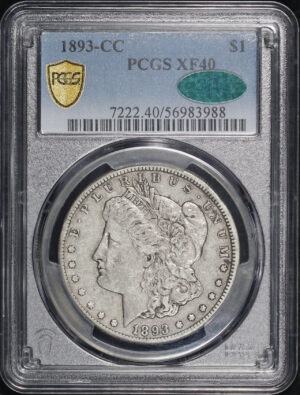 Obverse of this 1893-CC Morgan Dollar PCGS XF-40 CAC