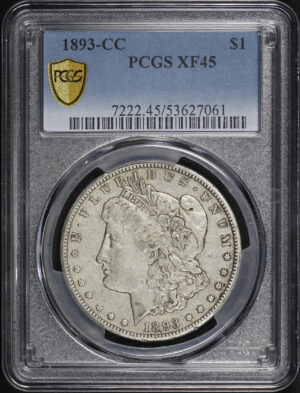 Obverse of this 1893-CC Morgan Dollar PCGS XF-45