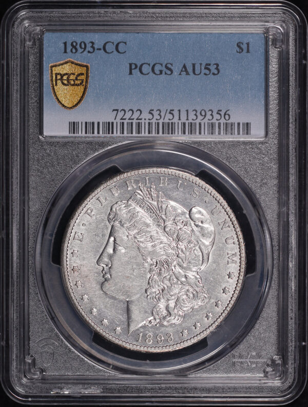 Obverse of this 1893-CC Morgan Dollar PCGS AU-53