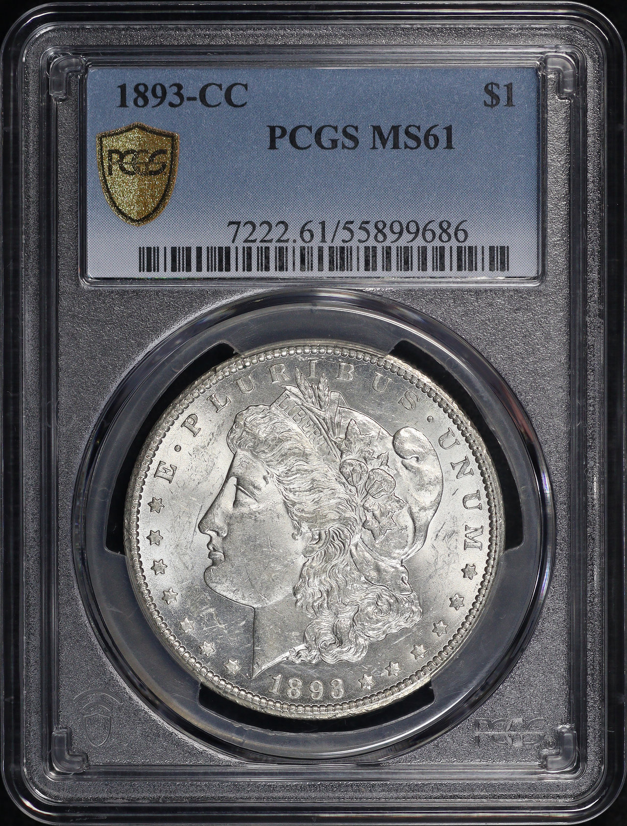 Obverse of this 1893-CC Morgan Dollar PCGS MS-61