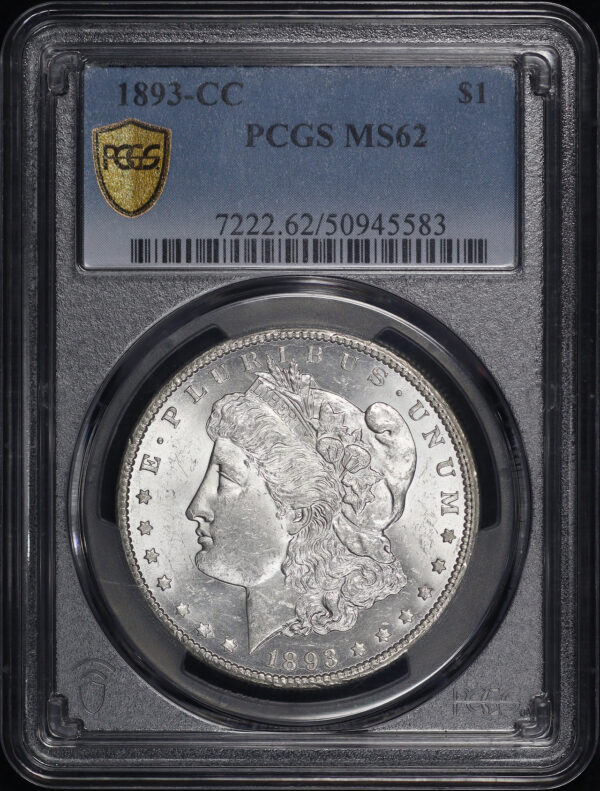 Obverse of this 1893-CC Morgan Dollar PCGS MS-62