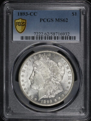 Obverse of this 1893-CC Morgan Dollar PCGS MS-62