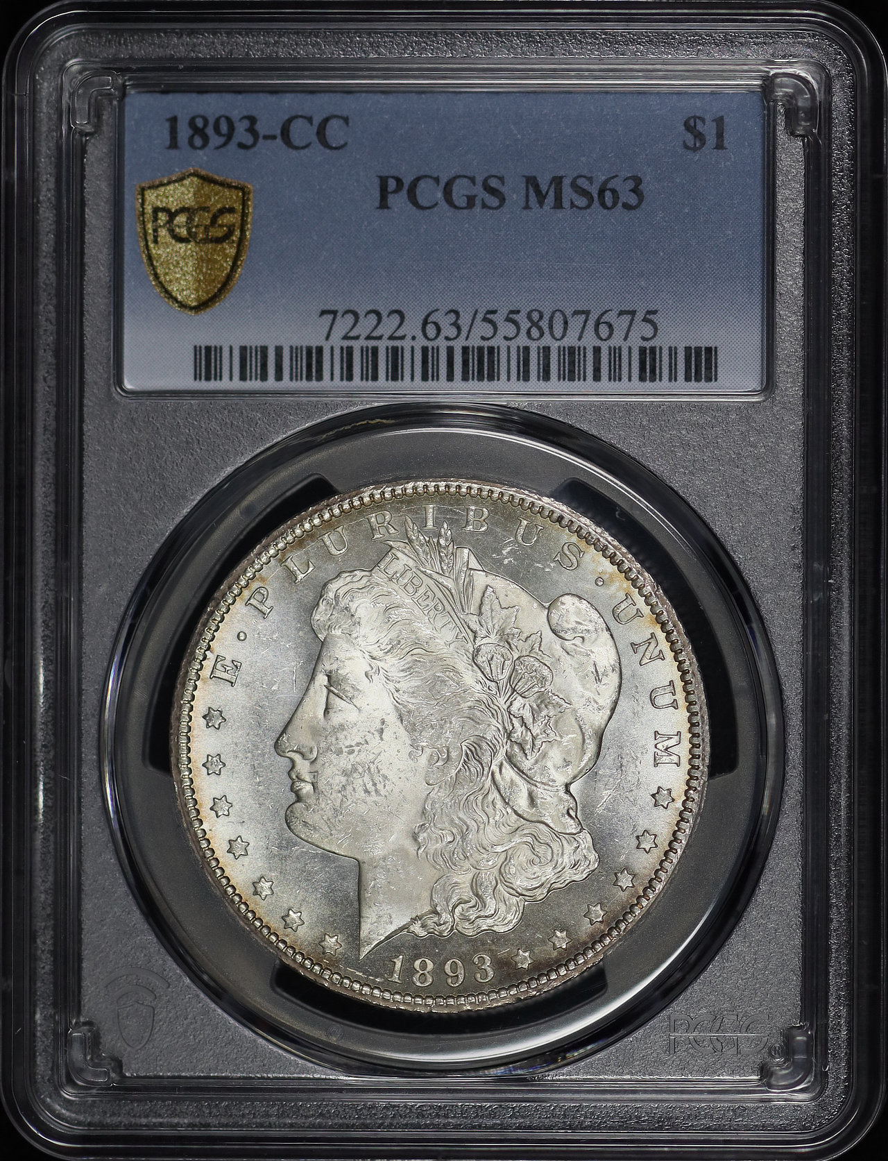 Obverse of this 1893-CC Morgan Dollar PCGS MS-63