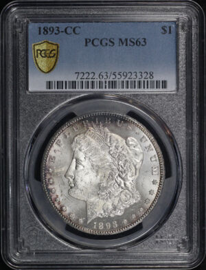 Obverse of this 1893-CC Morgan Dollar PCGS MS-63