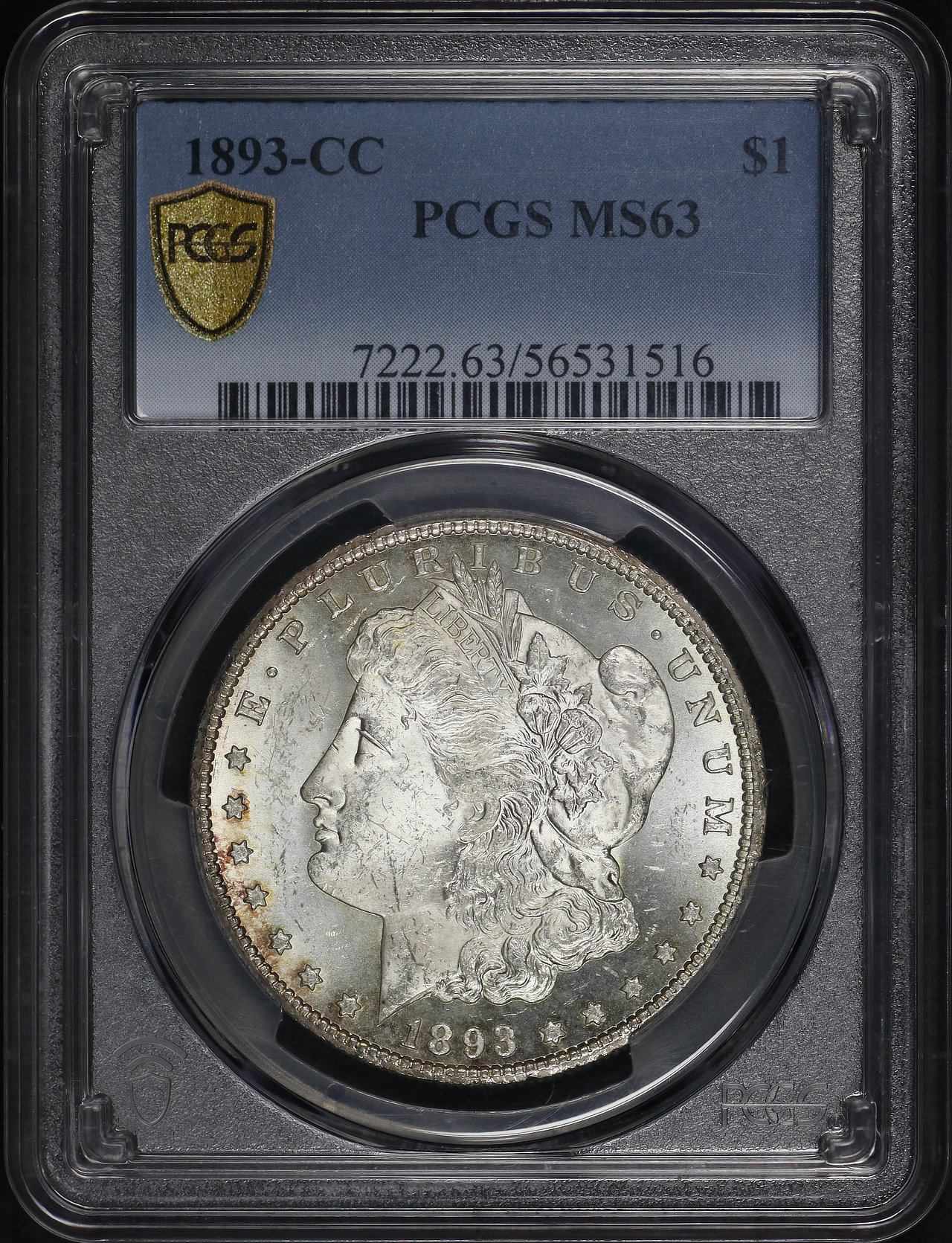 Obverse of this 1893-CC Morgan Dollar PCGS MS-63