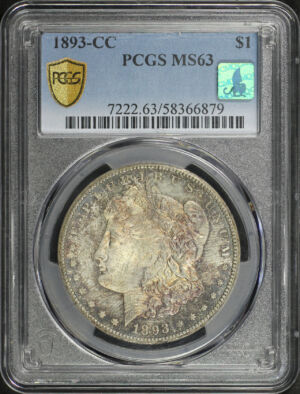 Obverse of this 1893-CC Morgan Dollar PCGS MS-63