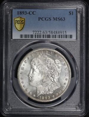 Obverse of this 1893-CC Morgan Dollar PCGS MS-63