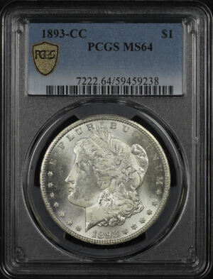 Obverse of this 1893-CC Morgan Dollar PCGS MS-64