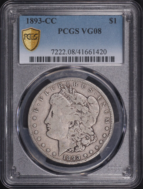 Obverse of this 1893-CC Morgan Dollar PCGS VG-08