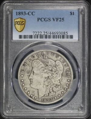 Obverse of this 1893-CC Morgan Dollar PCGS VF-25