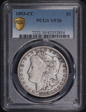 Obverse of this 1893-CC Morgan Dollar PCGS VF-30