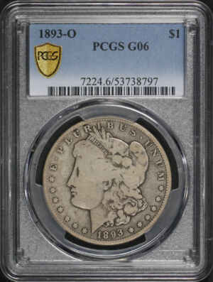 Obverse of this 1893-O Morgan Dollar PCGS G-06