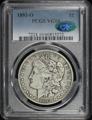 Obverse of this 1893-O Morgan Dollar PCGS VG-10 CAC