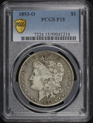 Obverse of this 1893-O Morgan Dollar PCGS F-15