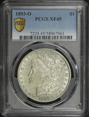Obverse of this 1893-O Morgan Dollar PCGS XF-45