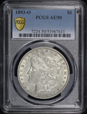 Obverse of this 1893-O Morgan Dollar PCGS AU-50
