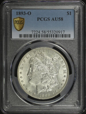 Obverse of this 1893-O Morgan Dollar PCGS AU-58