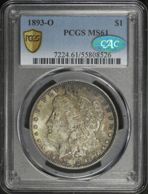 Obverse of this 1893-O Morgan Dollar PCGS MS-61 CAC