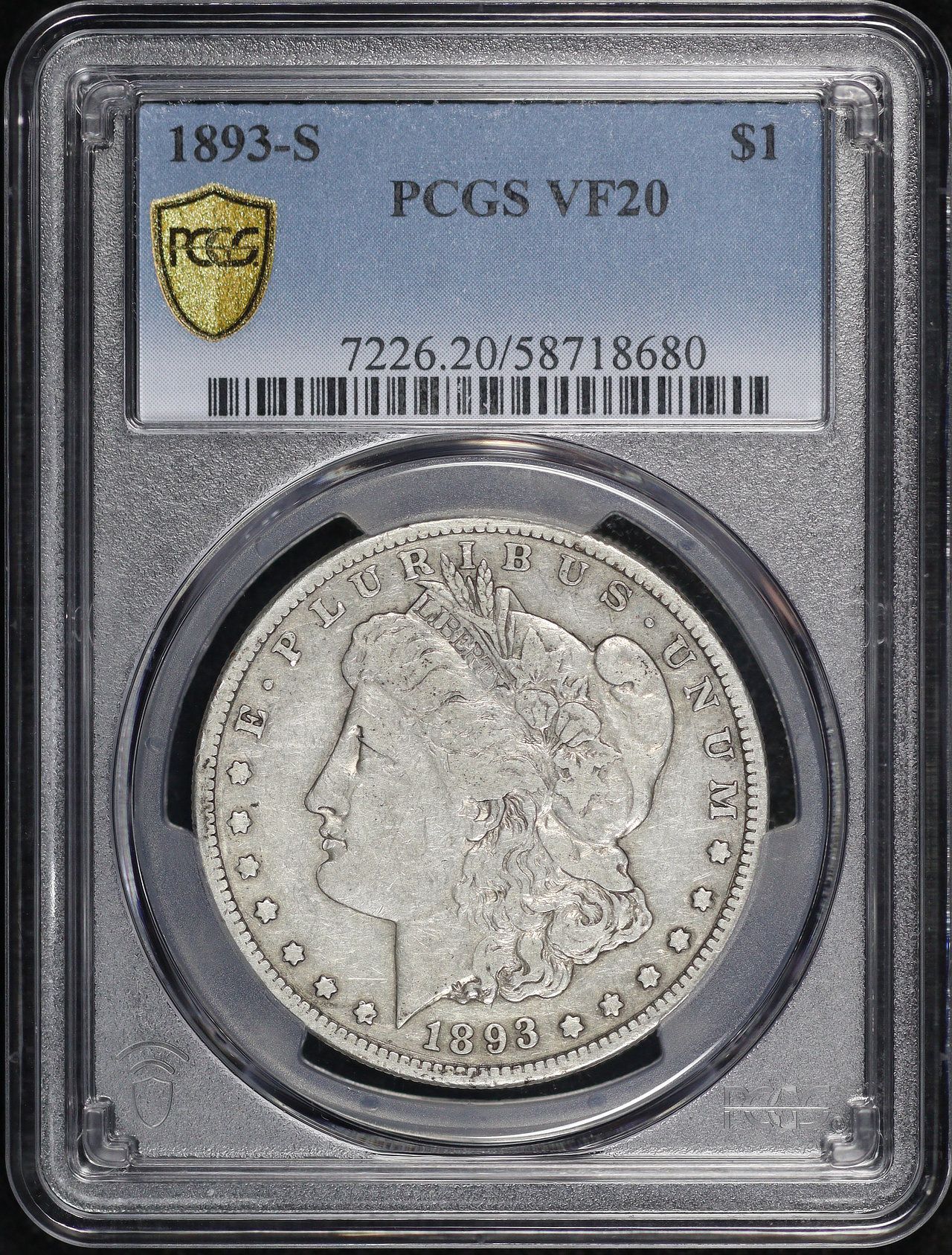 Obverse of this 1893-S Morgan Dollar PCGS VF-20