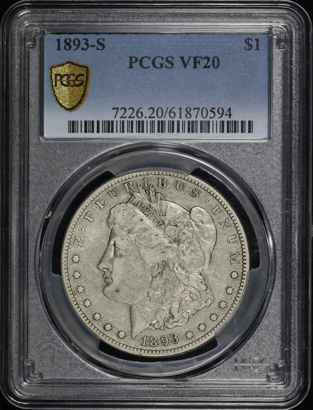 Obverse of this 1893-S Morgan Dollar PCGS VF-20