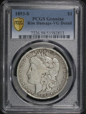 Obverse of this 1893-S Morgan Dollar PCGS VG Details Rim Damage 