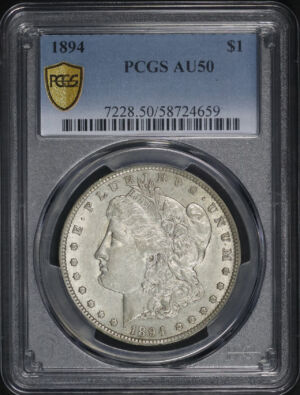 Obverse of this 1894 Morgan Dollar PCGS AU-50