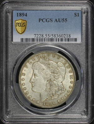 Obverse of this 1894 Morgan Dollar PCGS AU-55