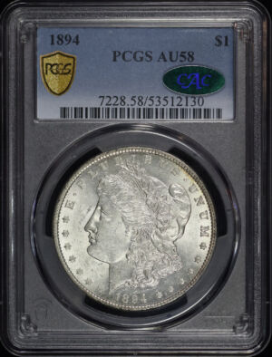 Obverse of this 1894 Morgan Dollar PCGS AU-58 CAC