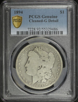 Obverse of this 1894 Morgan Dollar PCGS G Details Cleaned