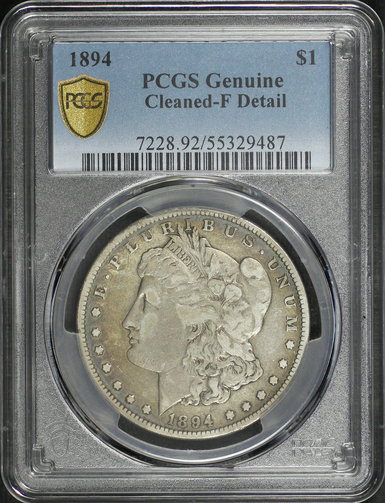 Obverse of this 1894 Morgan Dollar PCGS F Details Cleaned
