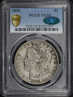 Obverse of this 1894 Morgan Dollar PCGS VF-35 CAC