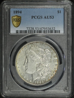 Obverse of this 1894 Morgan Dollar PCGS AU-53