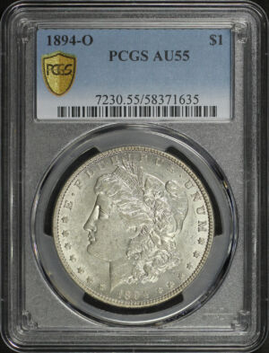 Obverse of this 1894-O Morgan Dollar PCGS AU-55