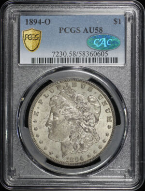 Obverse of this 1894-O Morgan Dollar PCGS AU-58 CAC