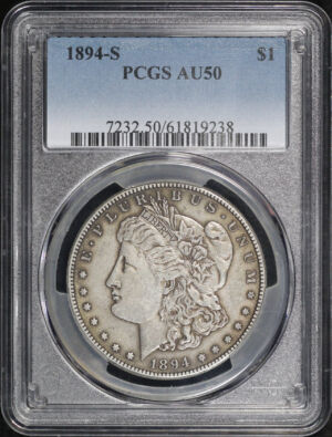 Obverse of this 1894-S Morgan Dollar PCGS AU-50