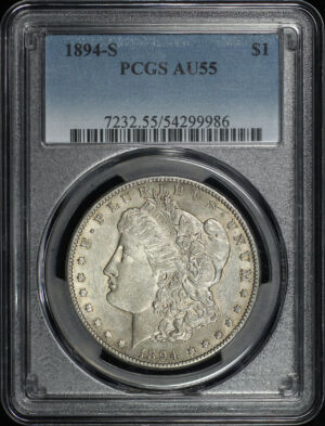 Obverse of this 1894-S Morgan Dollar PCGS AU-55